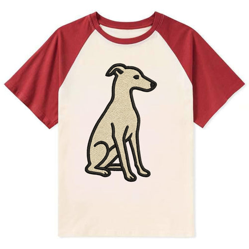 Italian Greyhound - Gray sitting pose - Contrast Raglan T-shirt