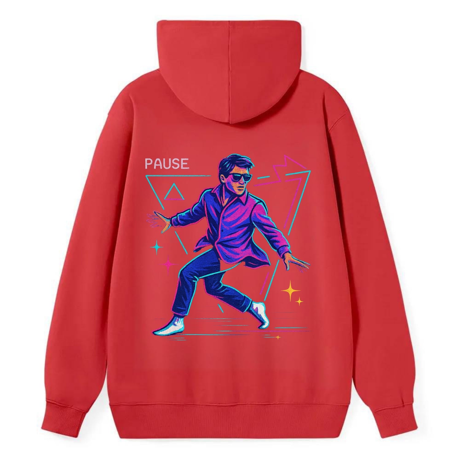 confident figure sliding across polished wooden floor in socks and - Classic Pullover Hoodie - Red