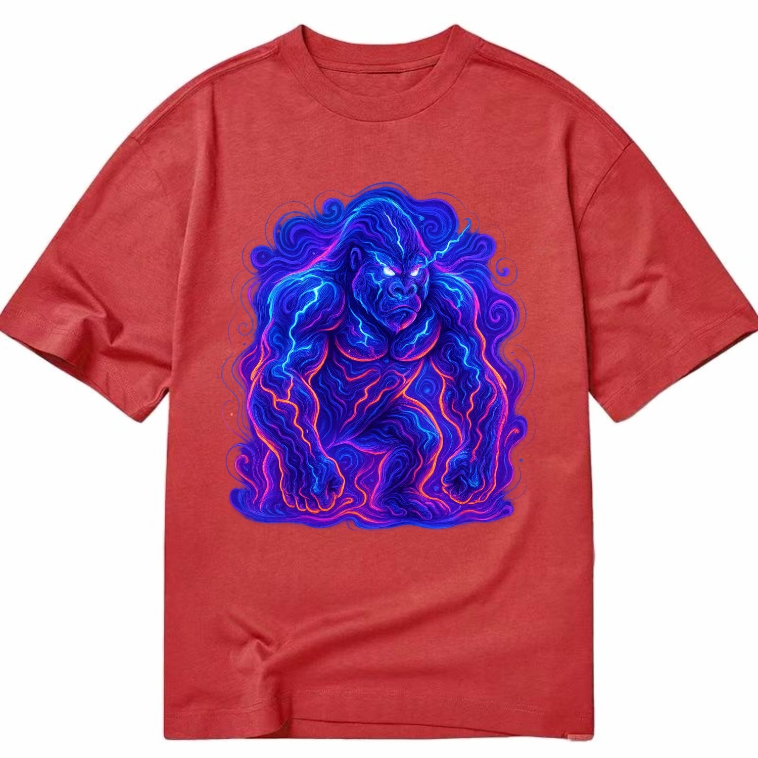 Mighty gorilla with electricity flowing through defined muscles, lightning bolt - Classic T-shirt - Red