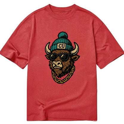 Boulder Ralphie wearing Colorado beanie with CU patch - Classic T-shirt - Red