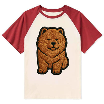 Chow Chow - Trendy lion-mane design with - Contrast Raglan T-shirt - Red
