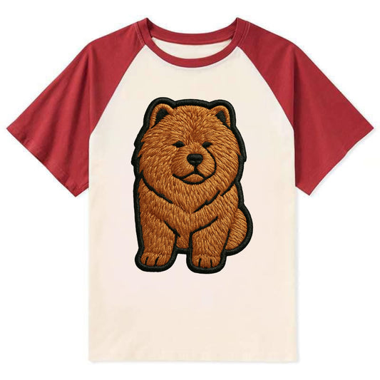 Chow Chow - Trendy lion-mane design with - Contrast Raglan T-shirt - Red