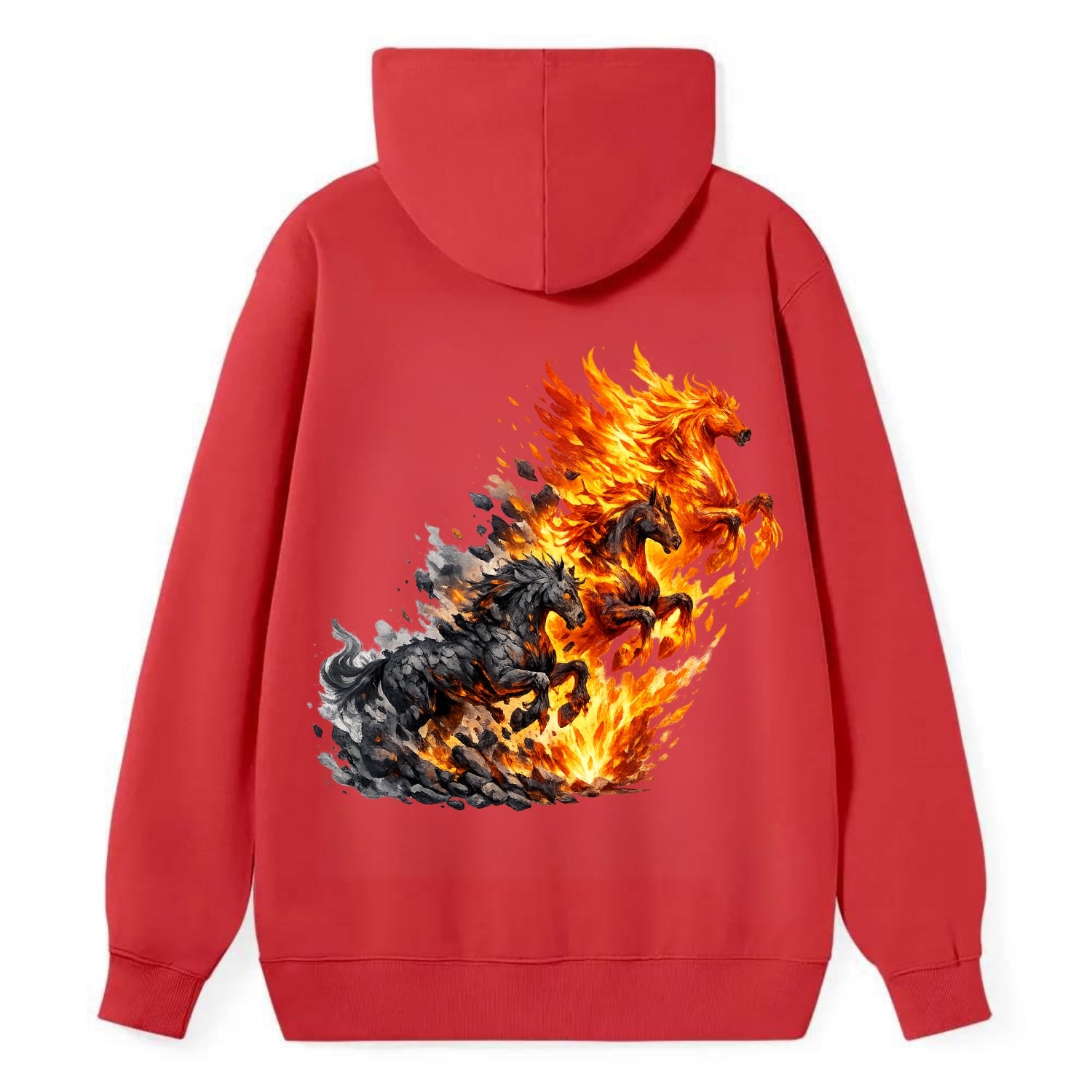 INFERNO STALLION | Horse made entirely of living flames | Blazing mane - Classic Pullover Hoodie - Red
