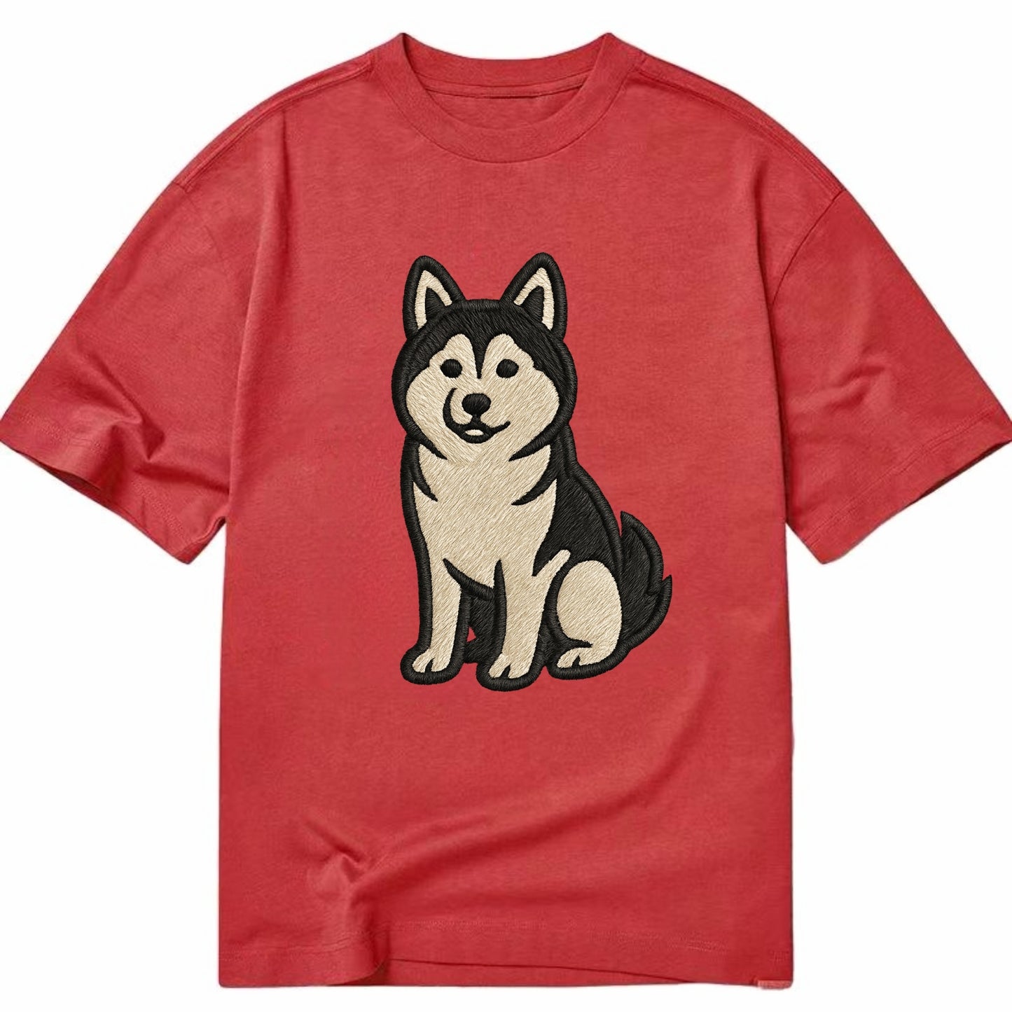 Pomsky - Pomeranian-Husky mix sitting po Classic T-shirt - Red