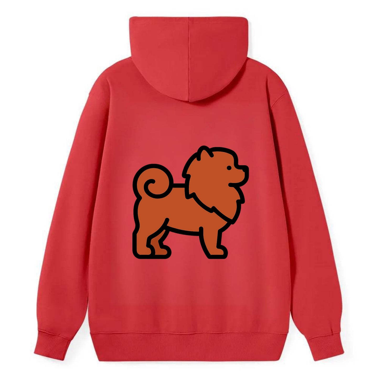 Chow Chow - Red fluffy flat side profile - Classic Pullover Hoodie - Red