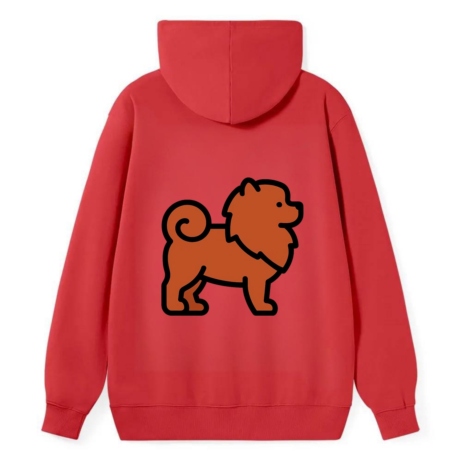 Chow Chow - Red fluffy flat side profile - Classic Pullover Hoodie - Red