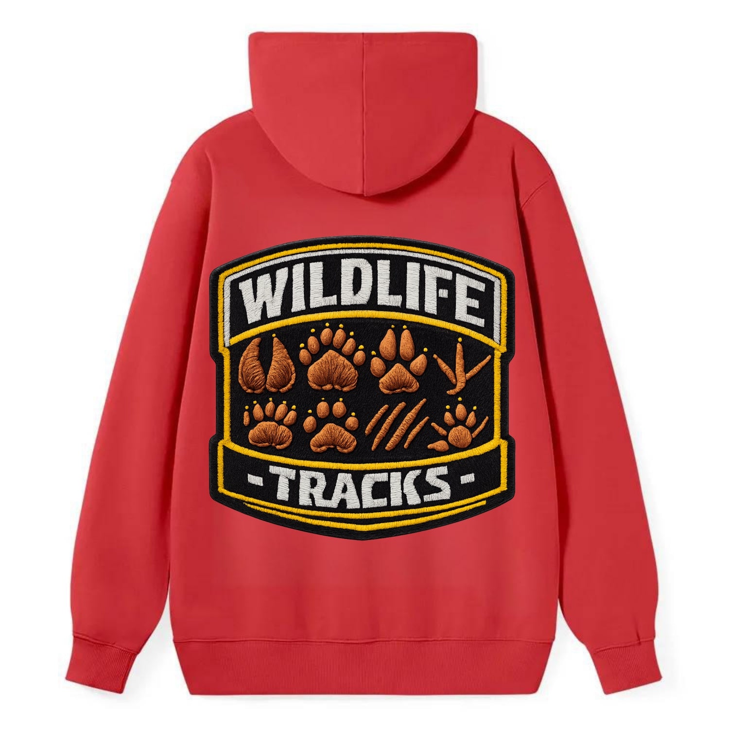 WILDLIFE TRACKS - animal footprints in brown , tracker - Classic Pullover Hoodie - Red