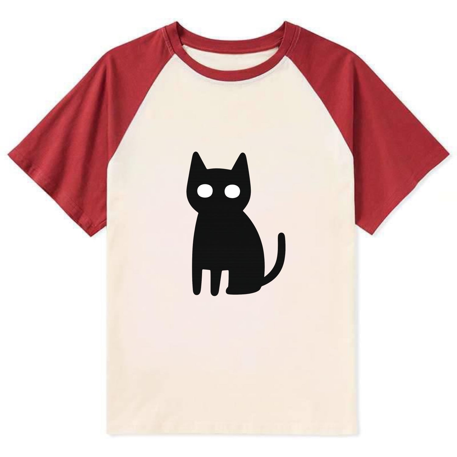 YOU MUST EMBRACE THE VOID | Black cat st - Contrast Raglan T-shirt - Red