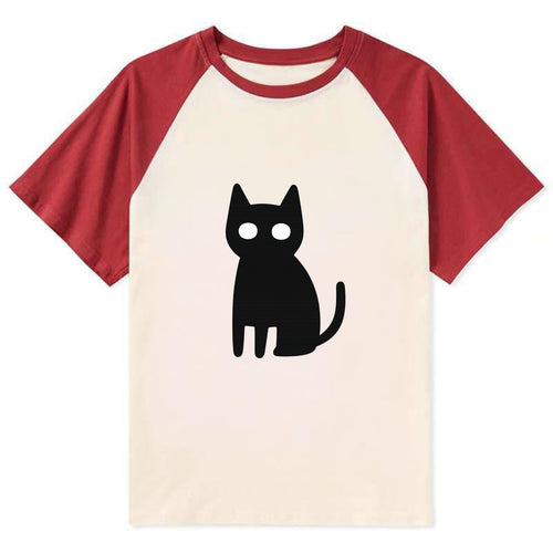 YOU MUST EMBRACE THE VOID | Black cat st - Contrast Raglan T-shirt