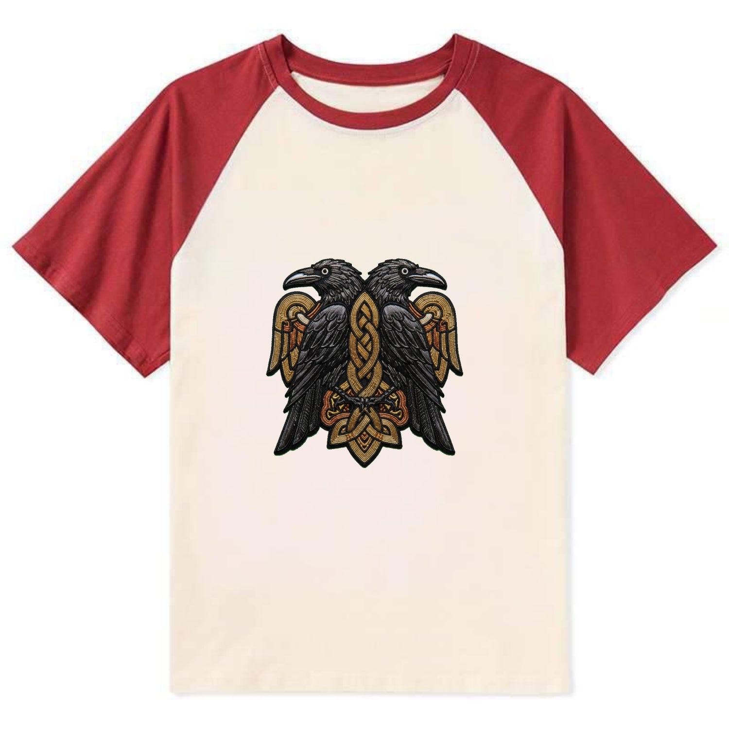 Odin's Ravens - Contrast Raglan T-shirt - Red