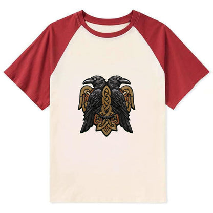 Odin's Ravens - Contrast Raglan T-shirt - Red