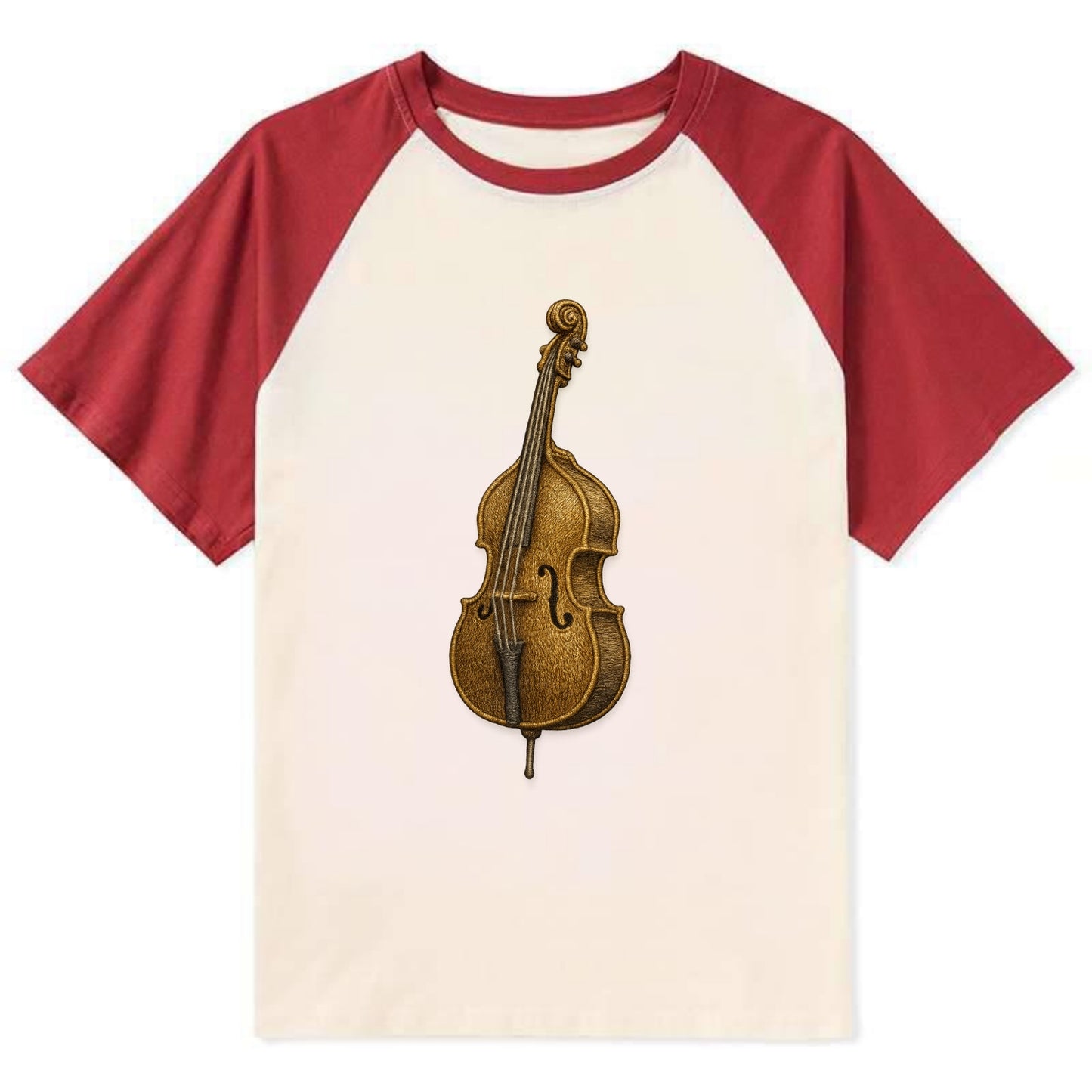 Acoustic Bass  - Contrast Raglan T-shirt - Red