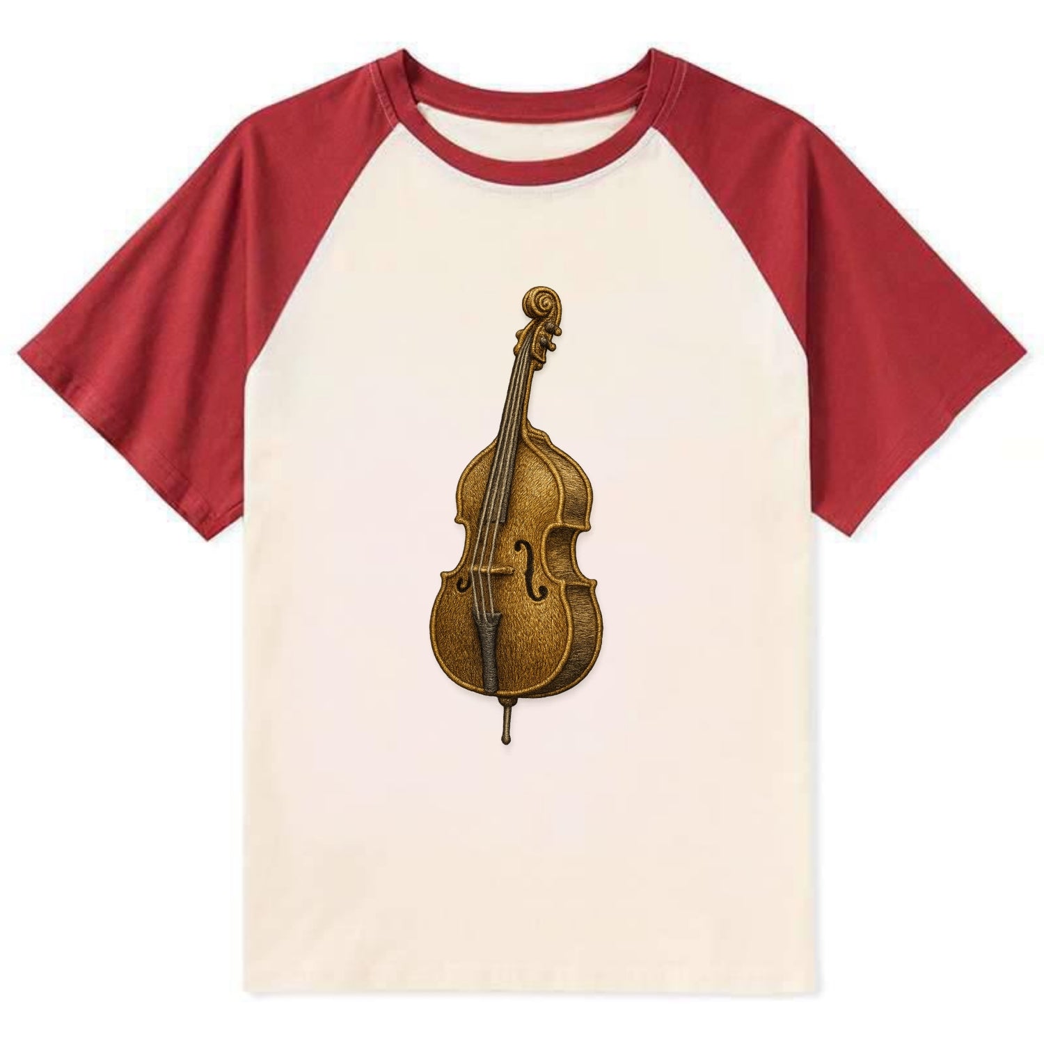 Acoustic Bass  - Contrast Raglan T-shirt - Red
