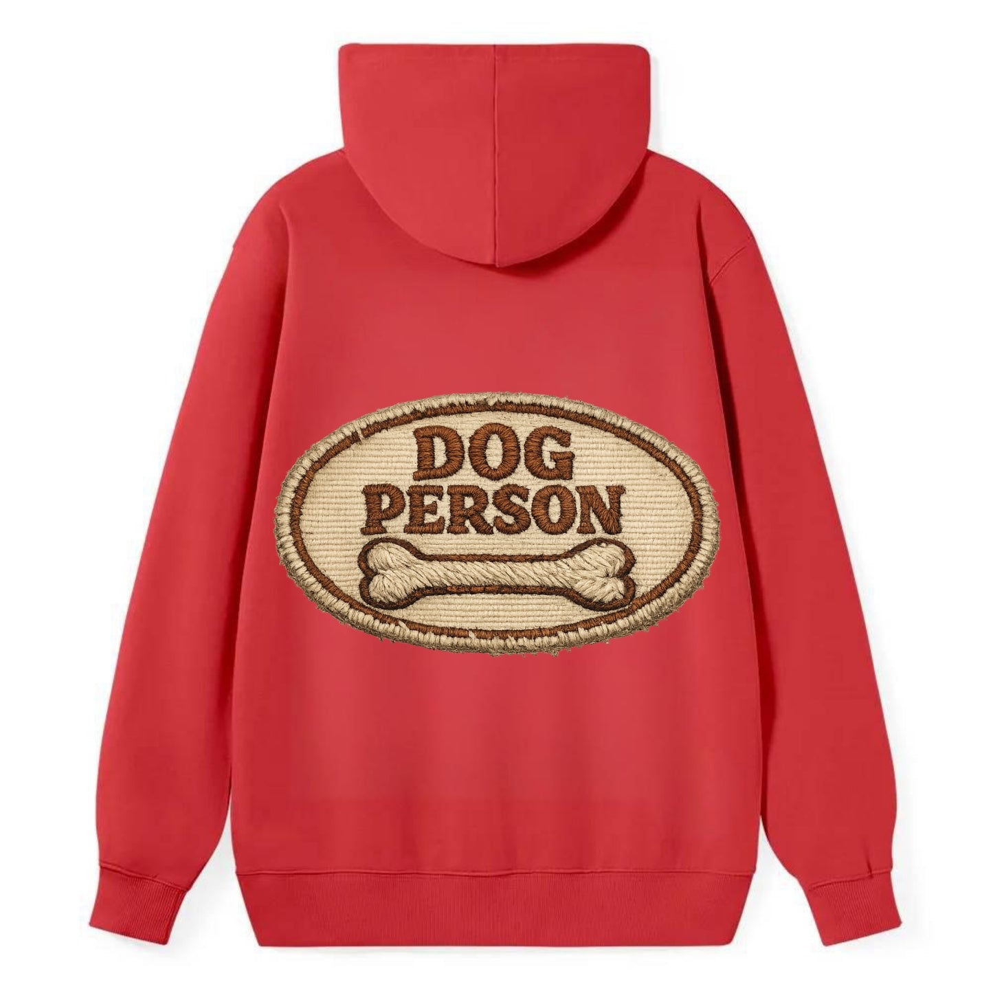 DOG PERSON - simple text with bone in brown , team dog - Classic Pullover Hoodie - Red