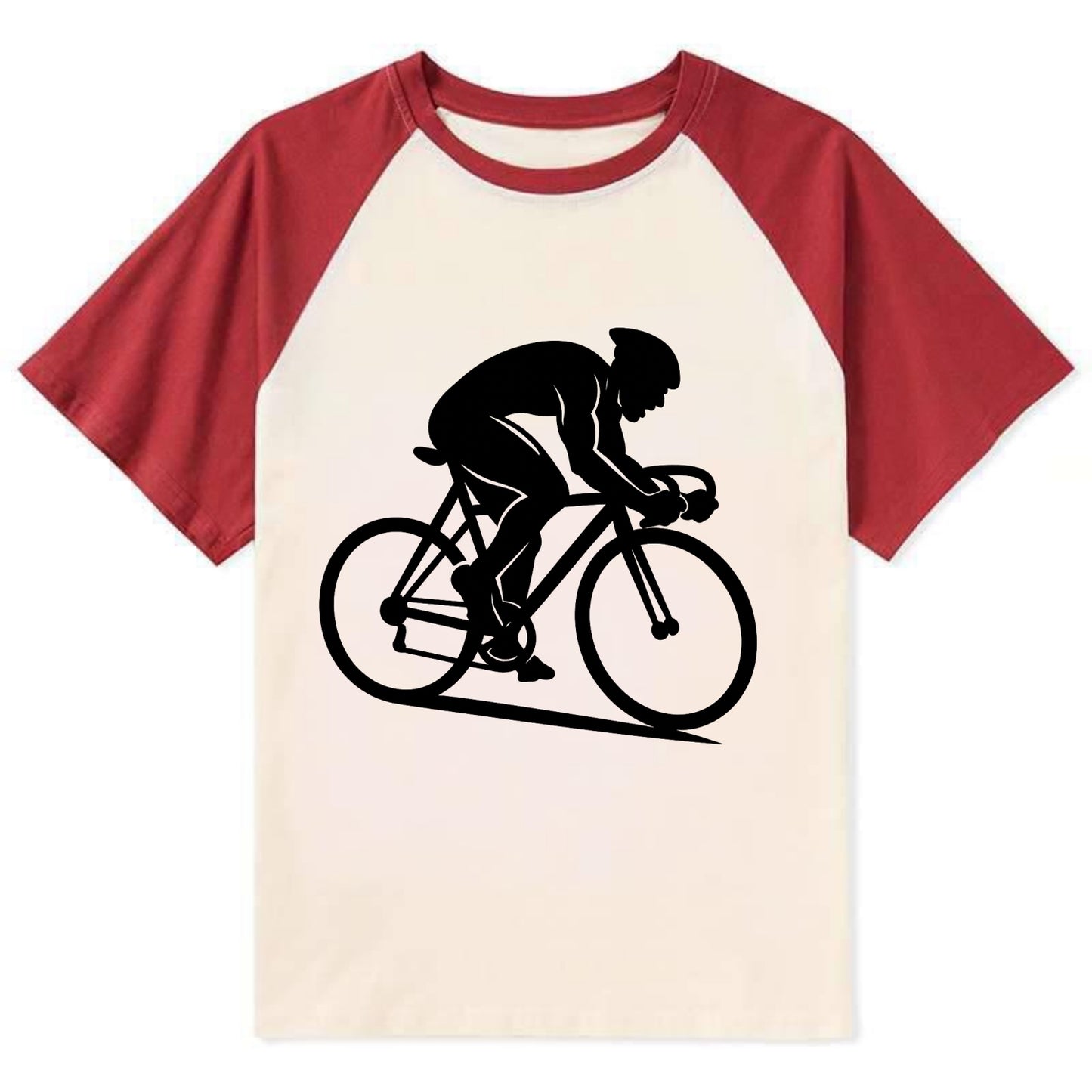 Sprint cyclist racing stance - Contrast Raglan T-shirt - Red