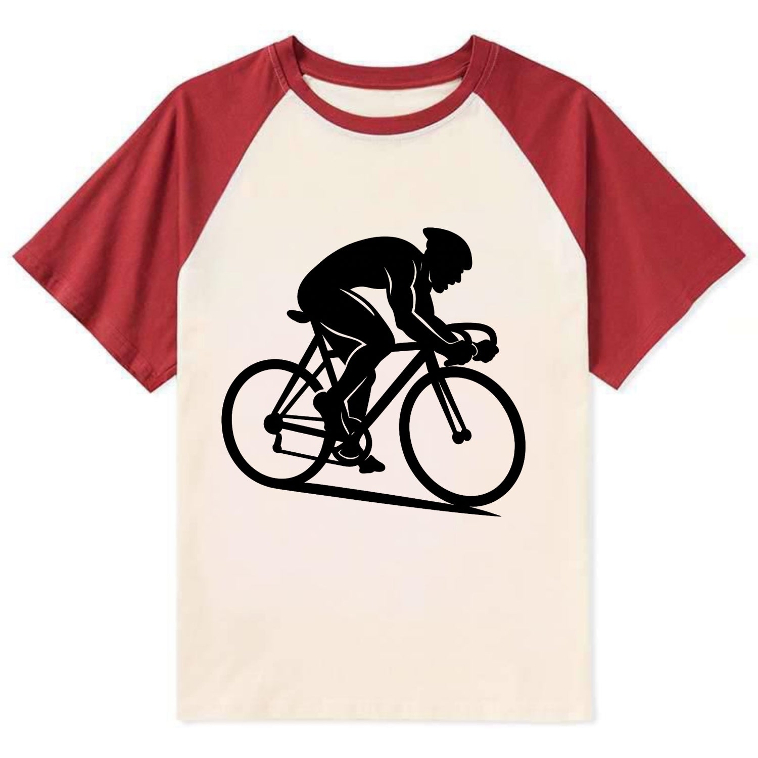 Sprint cyclist racing stance - Contrast Raglan T-shirt - Red