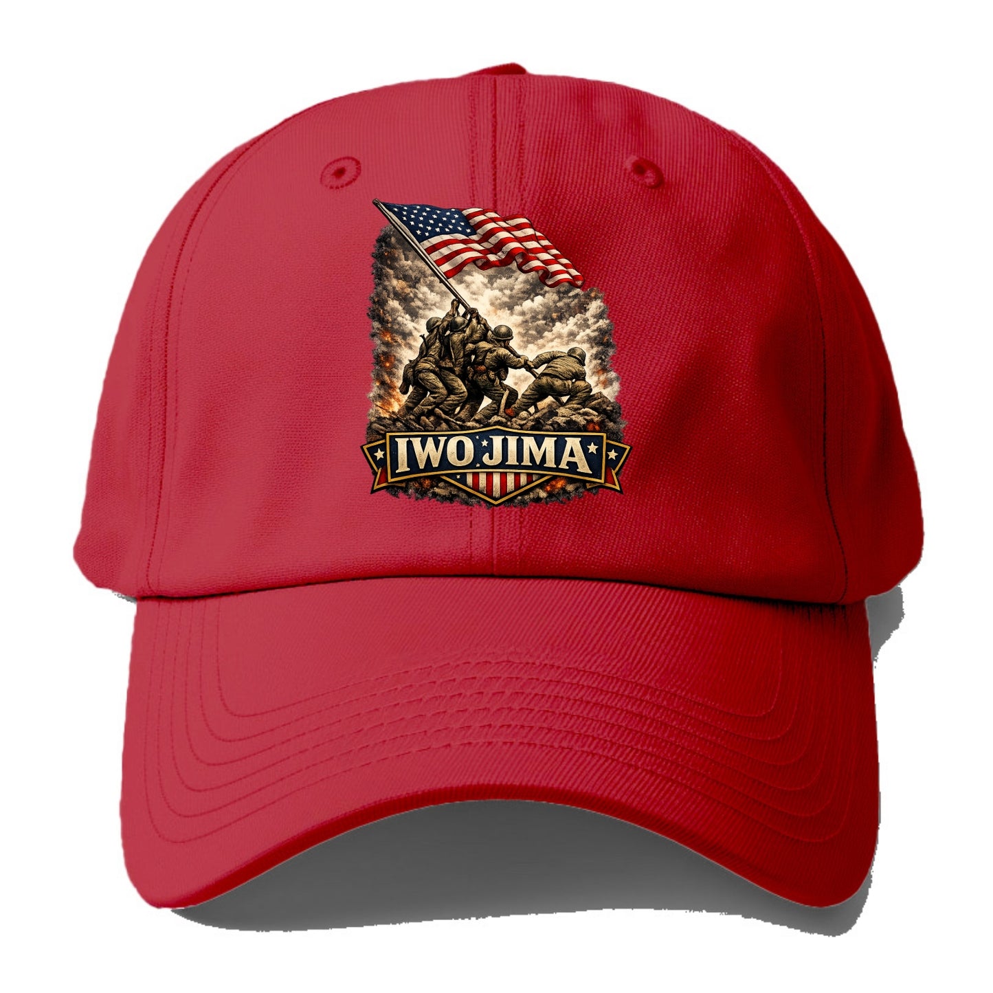 Iwo Jima Flag Raising - Baseball Cap - Red