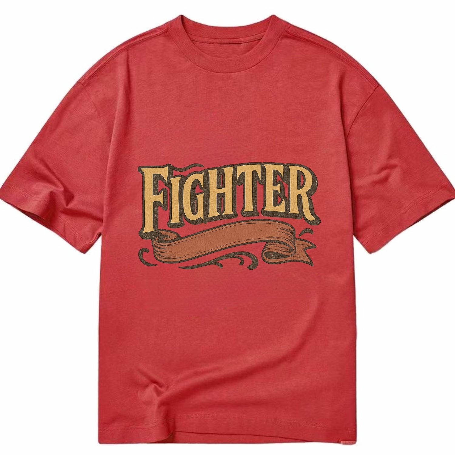 Bold typography design - "FIGHTER" - never giving up, battling on - Classic T-shirt - Red