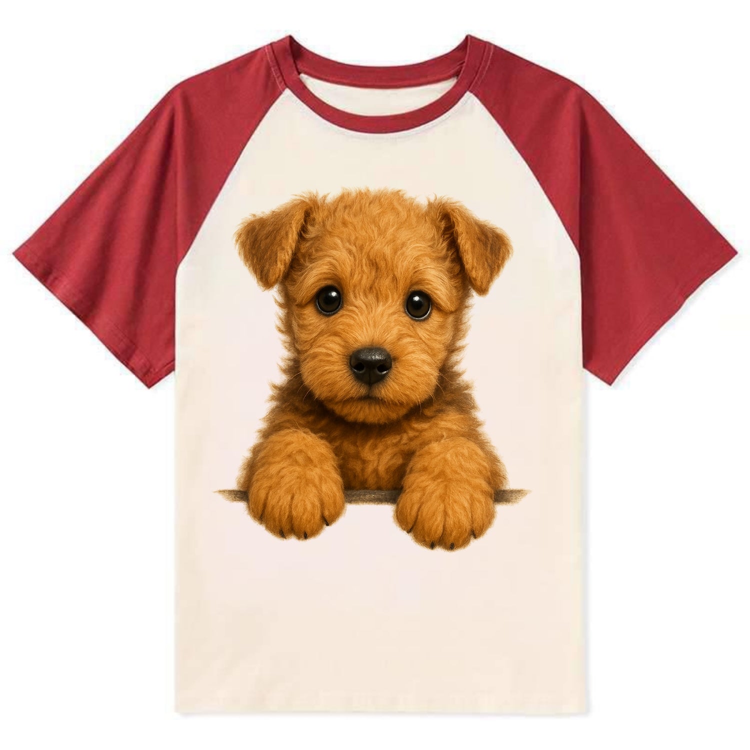 Lakeland Terrier  - Contrast Raglan T-shirt - Red