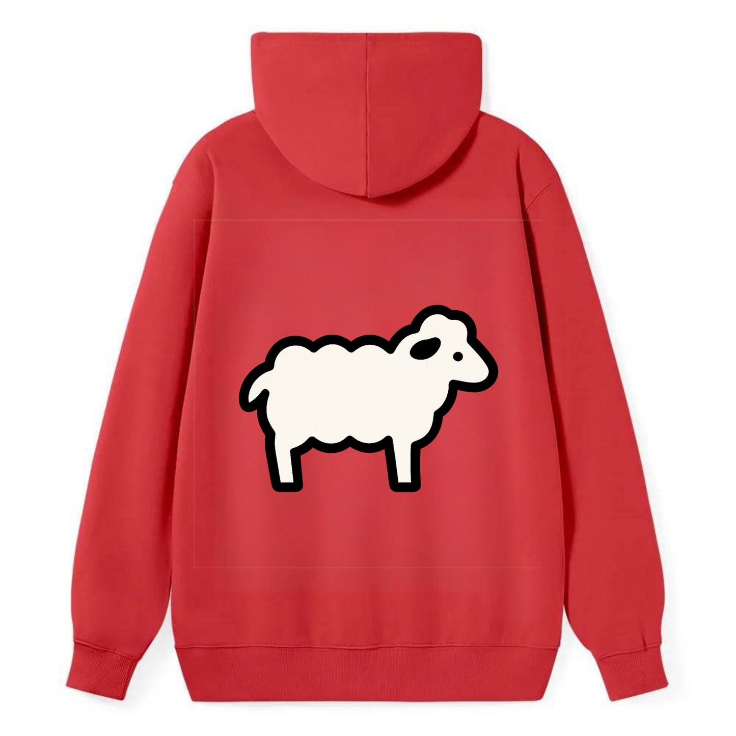 Sheep - White fluffy wool flat side profile - Classic Pullover Hoodie - Red