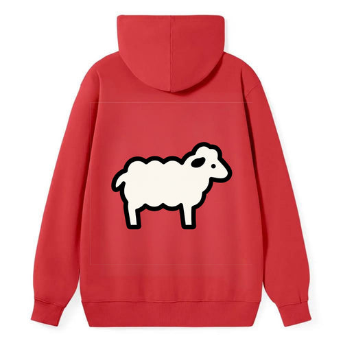 Sheep - White fluffy wool flat side profile - Classic Pullover Hoodie