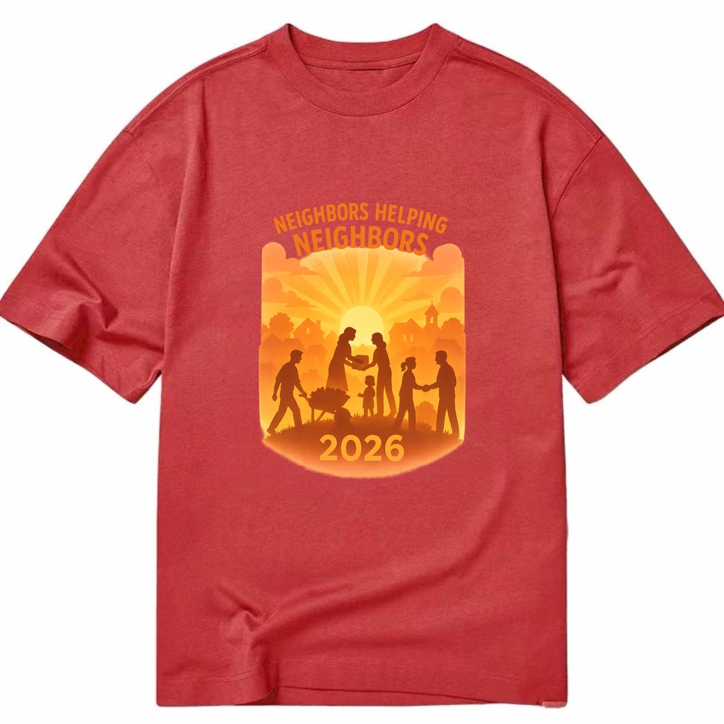 Local communities thriving with shared resources - "Neighbors Helping Neighbors" - Classic T-shirt - Red