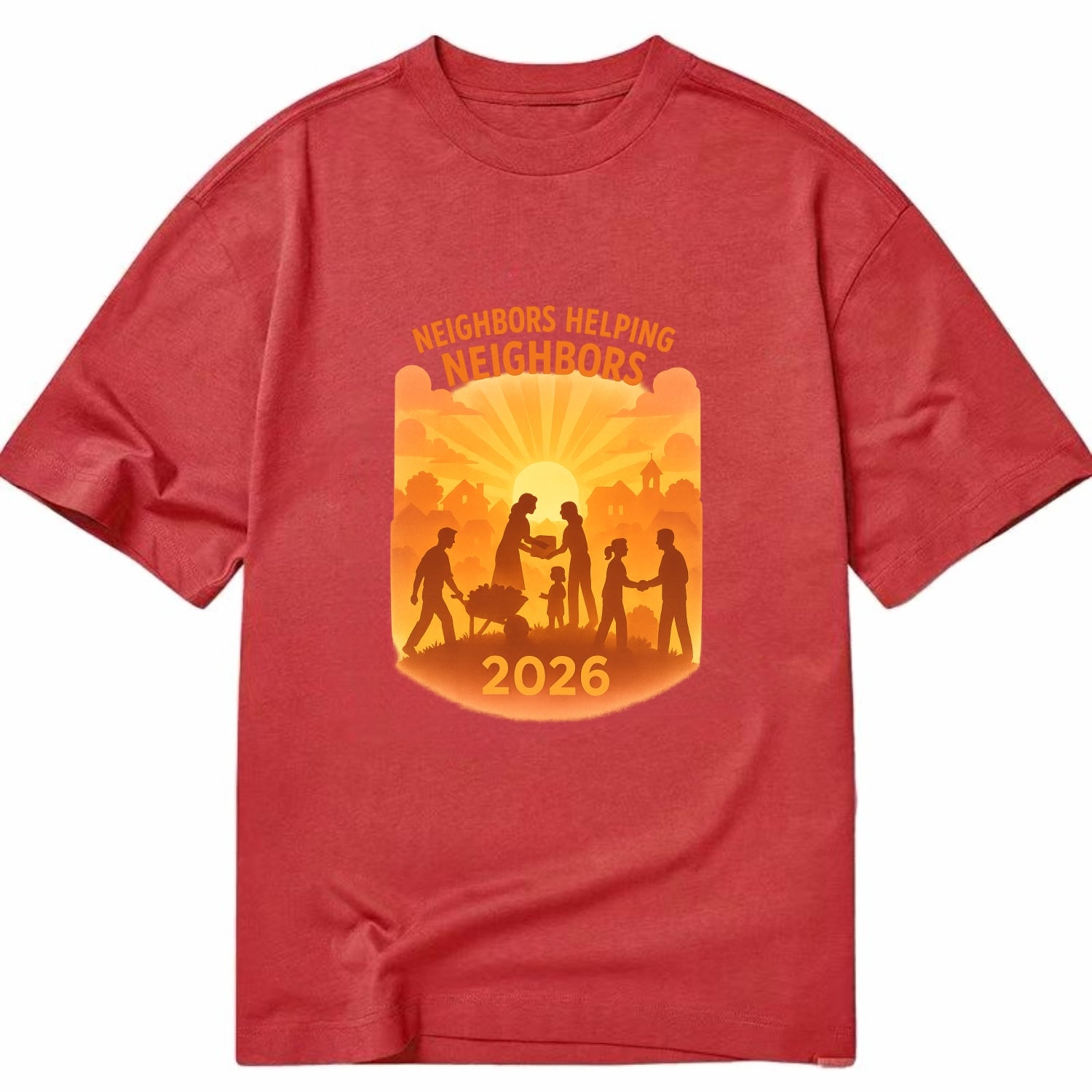 Local communities thriving with shared resources - "Neighbors Helping Neighbors" - Classic T-shirt - Red