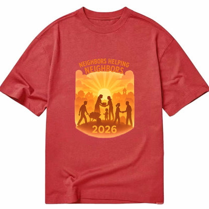 Local communities thriving with shared resources - "Neighbors Helping Neighbors" - Classic T-shirt - Red