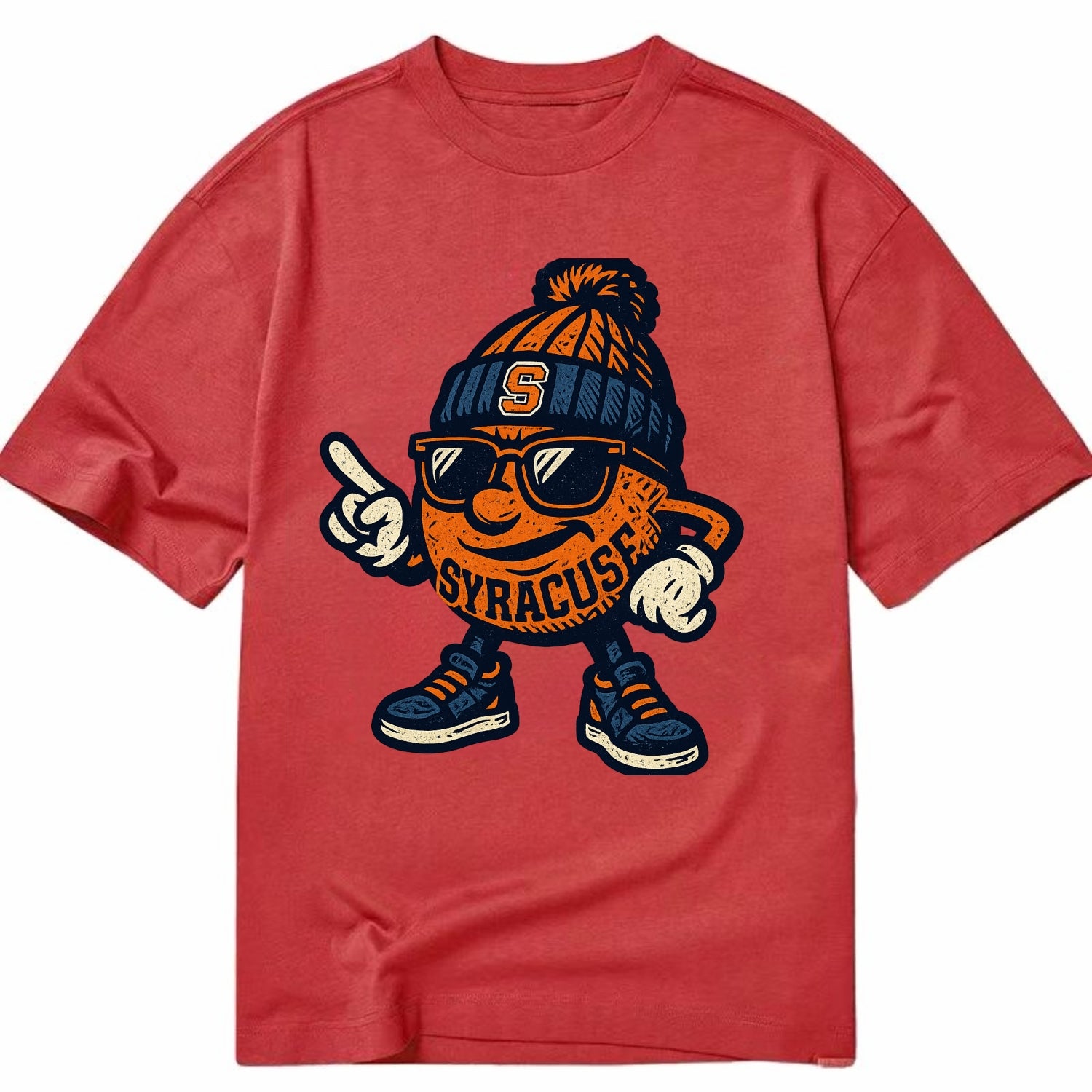 Syracuse Orange wearing Syracuse beanie with S patch - Classic T-shirt - Red