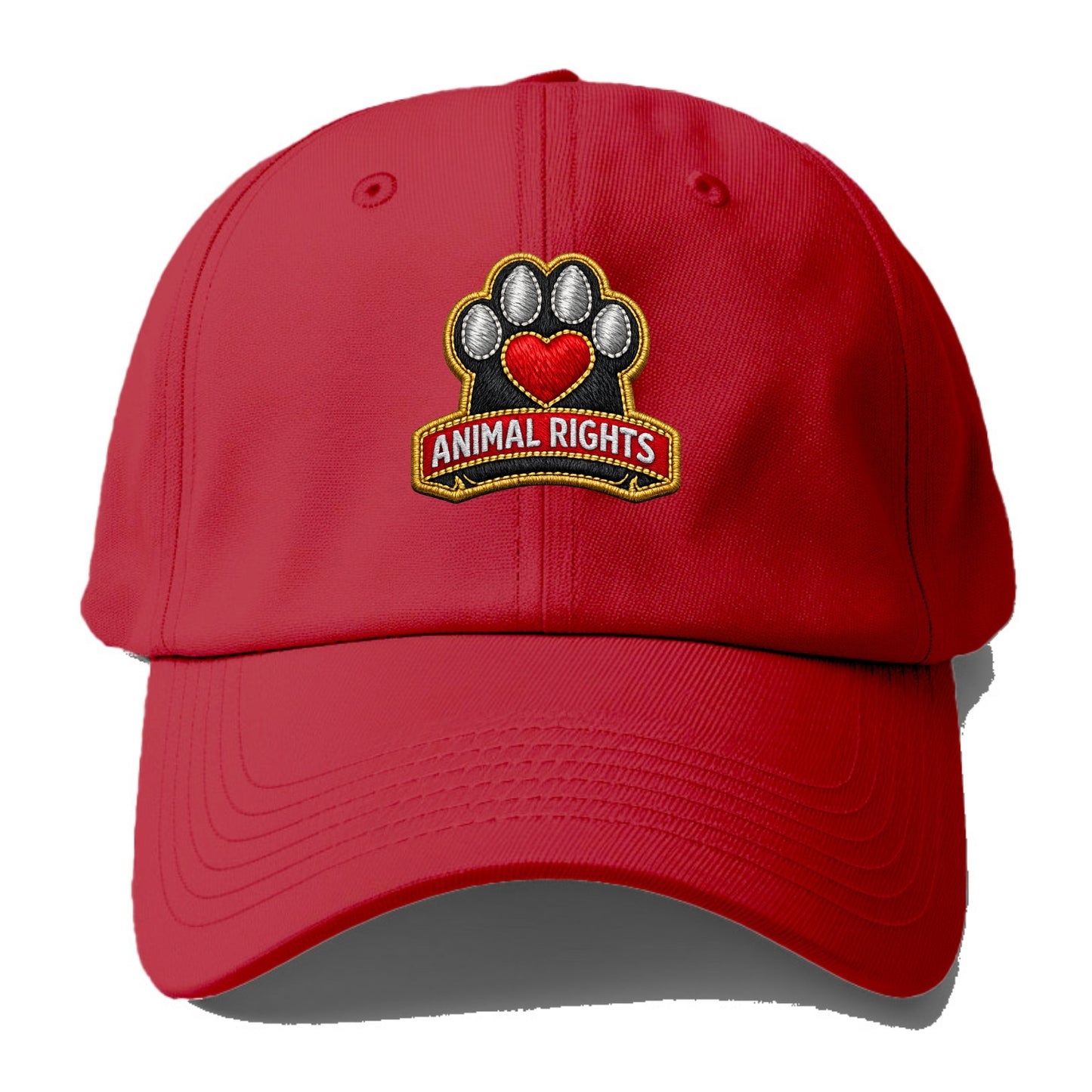 ANIMAL RIGHTS - raised paw with heart in red , advocacy - Baseball Cap - Red