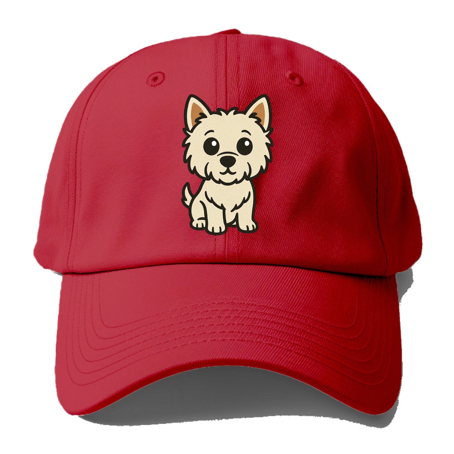 West Highland White Terrier - Alert standing pose - Baseball Cap - Red