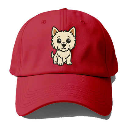 West Highland White Terrier - Alert standing pose - Baseball Cap - Red