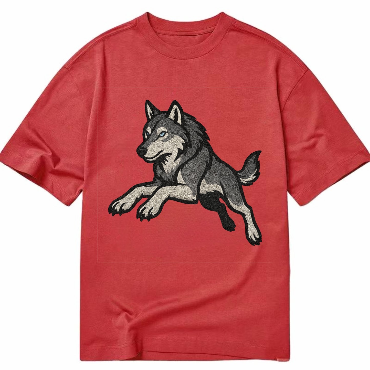Wolf Leaping Action  - Classic T-shirt - Red