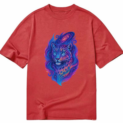 Majestic snow leopard with rainbow gradient spots, crystalline flowing patterns, - Classic T-shirt - Red