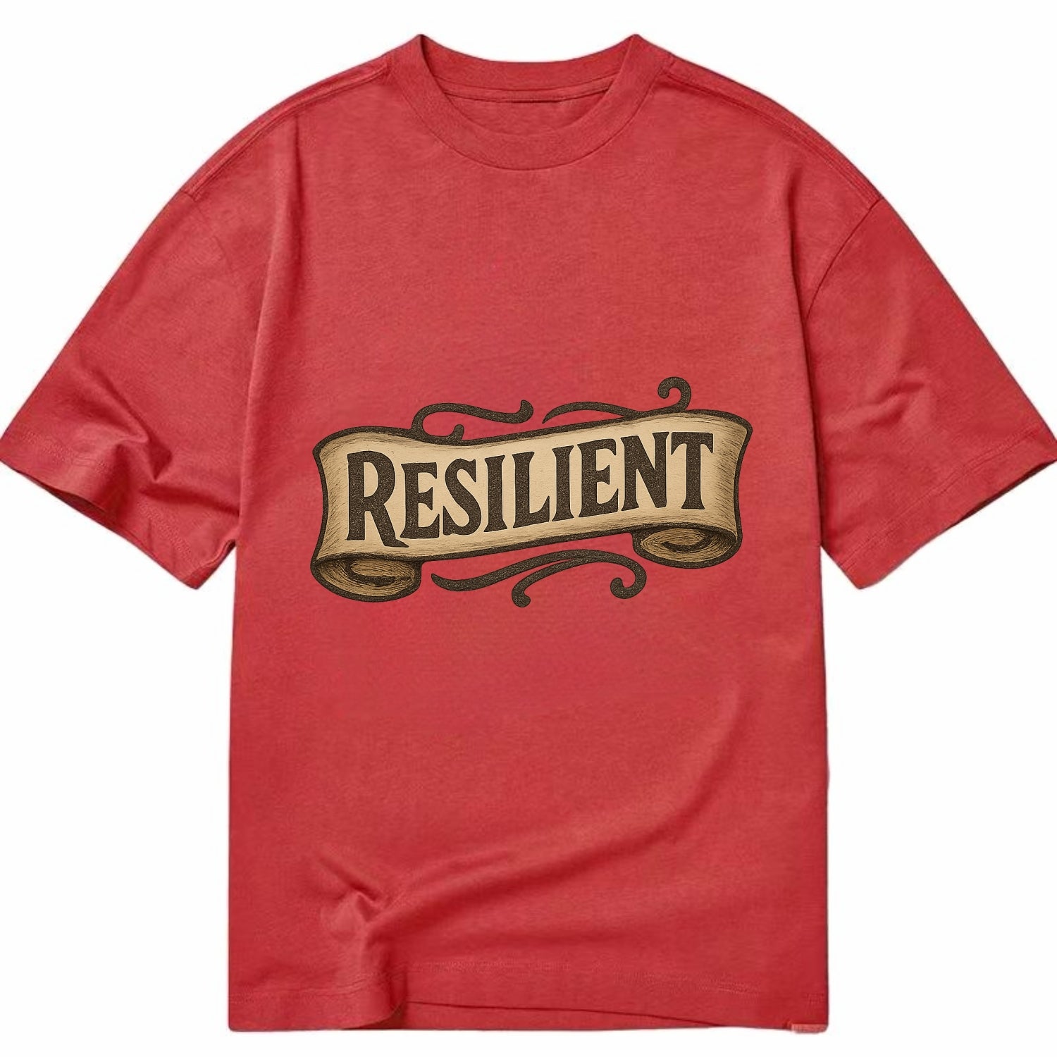 Bold typography design - "RESILIENT" - bouncing back, unbreakable spirit - Classic T-shirt - Red