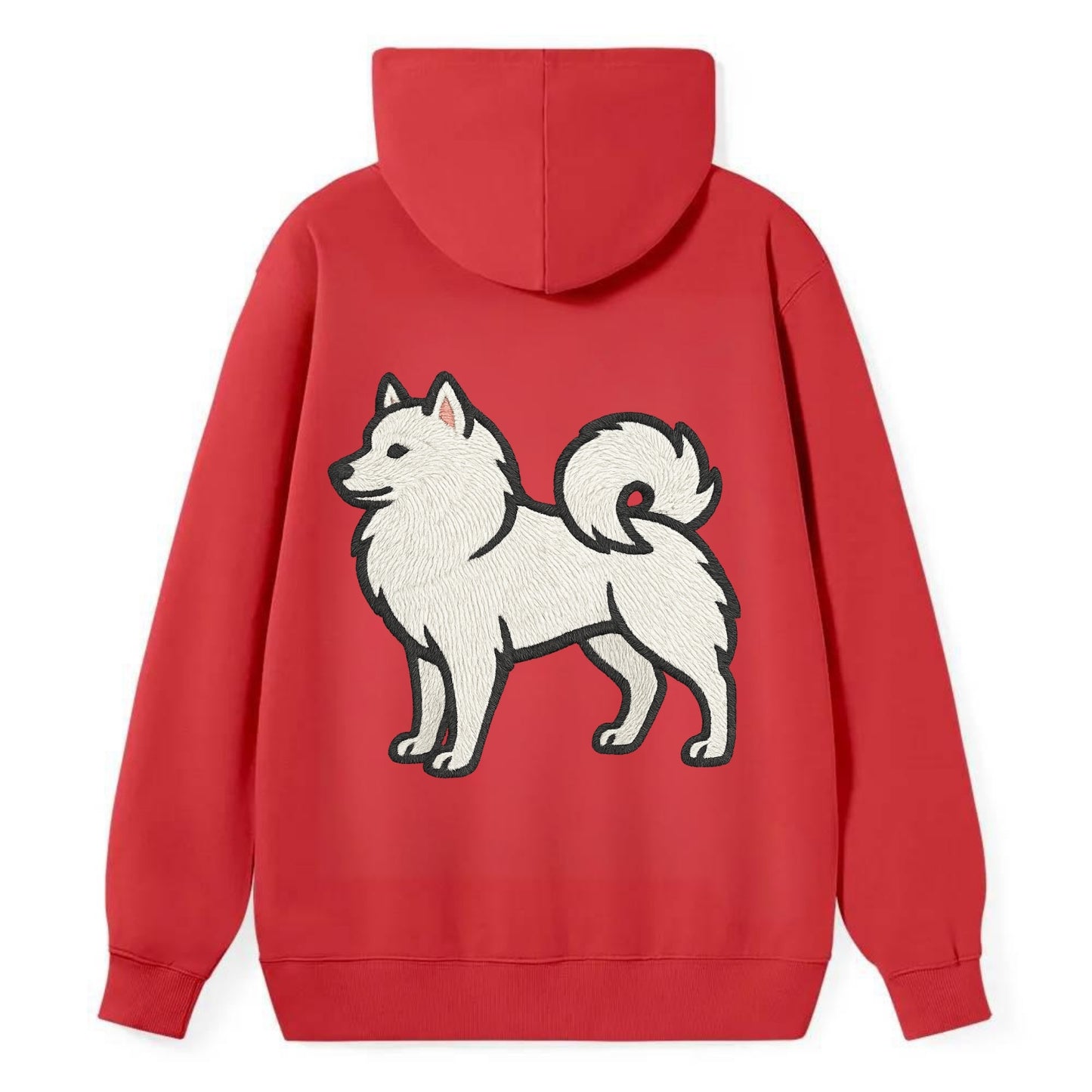 American Eskimo Dog - White spitz embroidered standing design - Classic Pullover Hoodie - Red