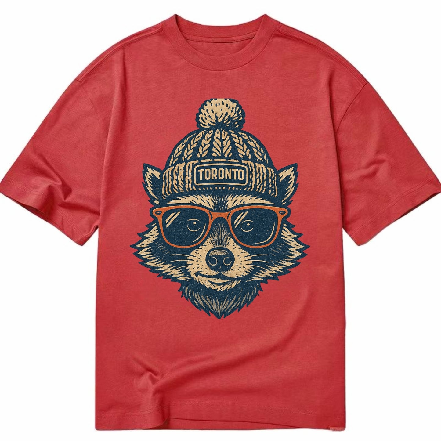 Toronto Raccoon wearing Toronto beanie w - Classic T-shirt - Red