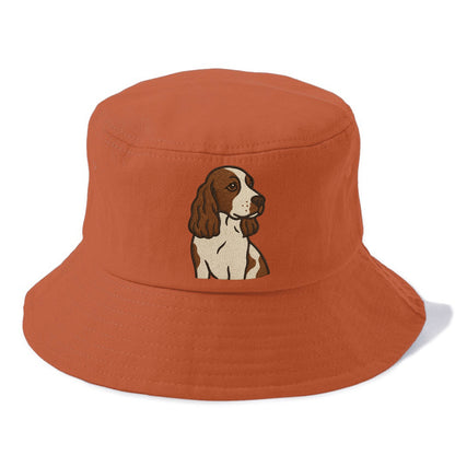 English Cocker Spaniel - Liver and white embroidered design - Bucket Hat - Red