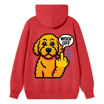 Goldendoodle with teddy bear face and curly golden coat, friendly paw - Classic Pullover Hoodie - Red