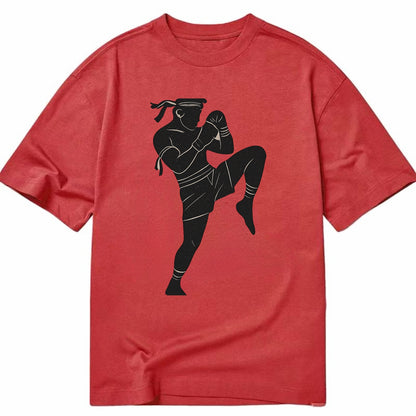 Muay Thai fighter with knee strike - Classic T-shirt - Red