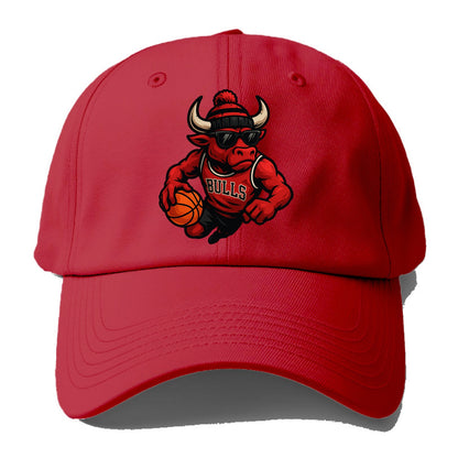 Chicago Bull wearing Bulls red and black beanie with horns design and wayfarer - Baseball Cap - Red