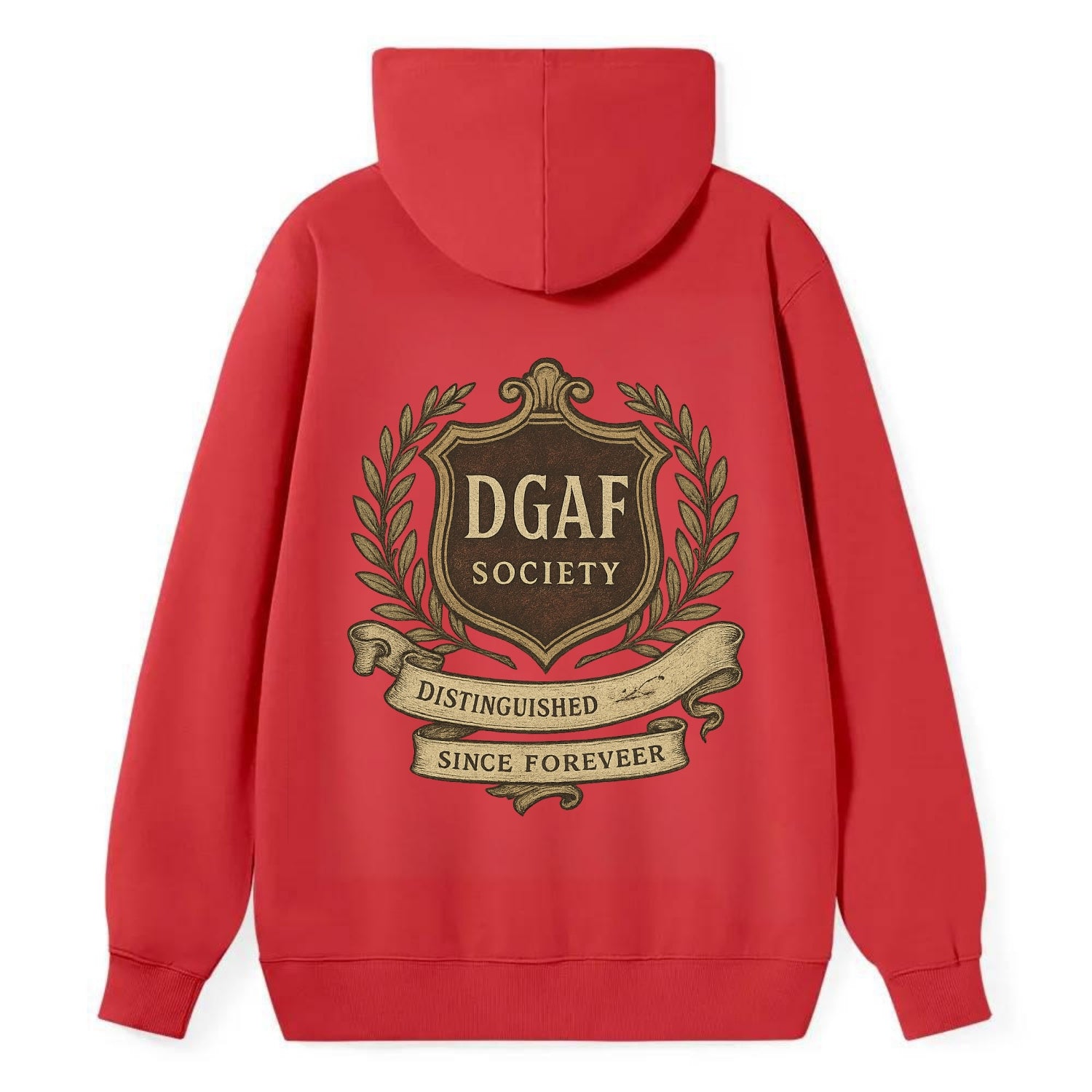 Official membership card design - "DGAF Society - Distinguished Members - Classic Pullover Hoodie - Red