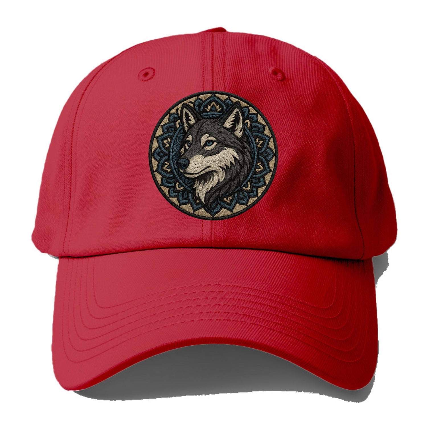 Mandala Wolf Pattern  - Baseball Cap - Red