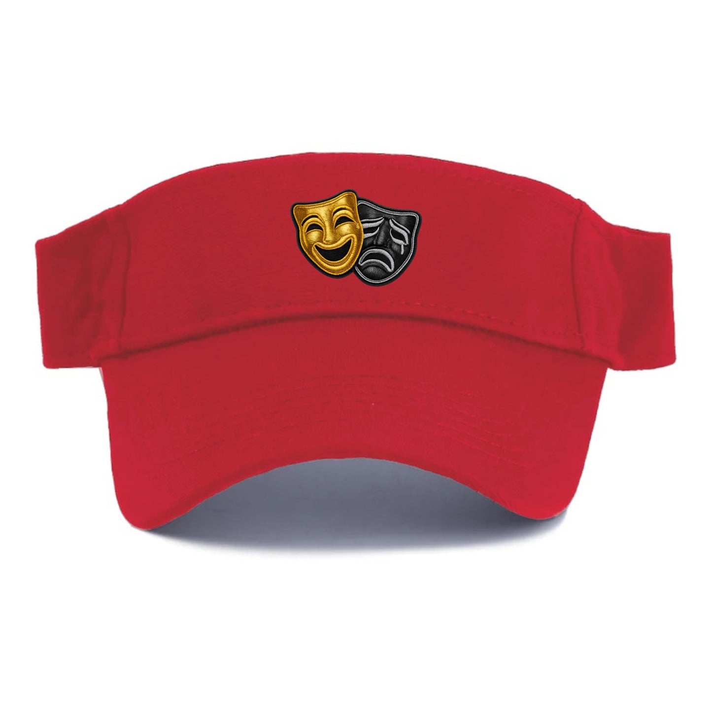 BROADWAY MASKS - comedy tragedy masks in gold and black , theater - Visor - Red