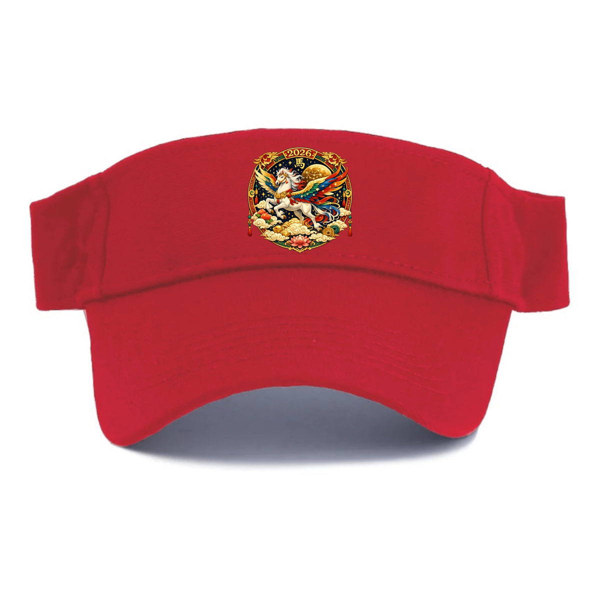 CELESTIAL HORSE | Heavenly horse among clouds and stars | Wings of flowing energy ribbons | - Visor - Red