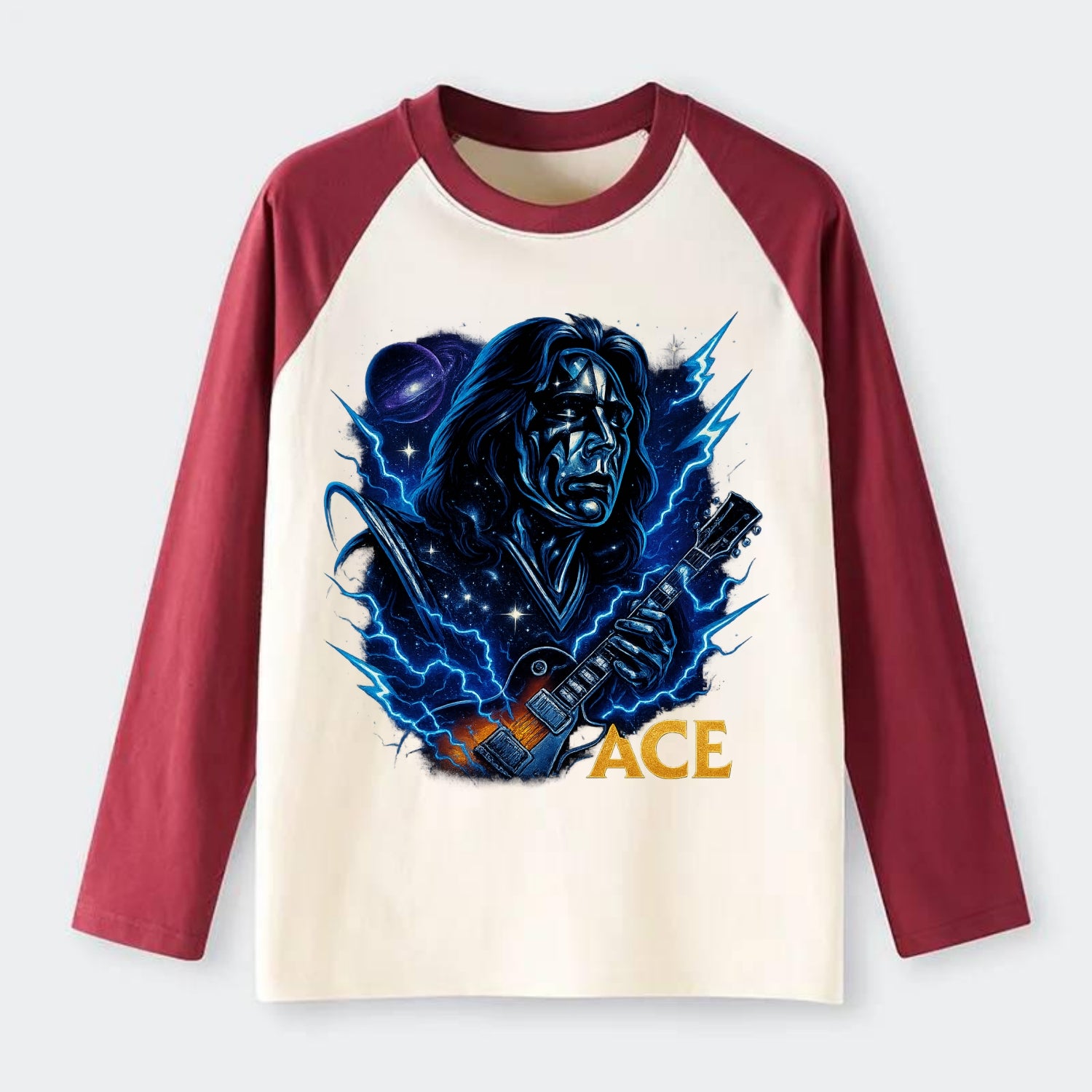 Cosmic Chrome Portrait - Raglan Long Sleeve T-Shirt - Red