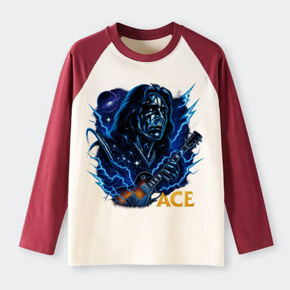 Cosmic Chrome Portrait - Raglan Long Sleeve T-Shirt - Red