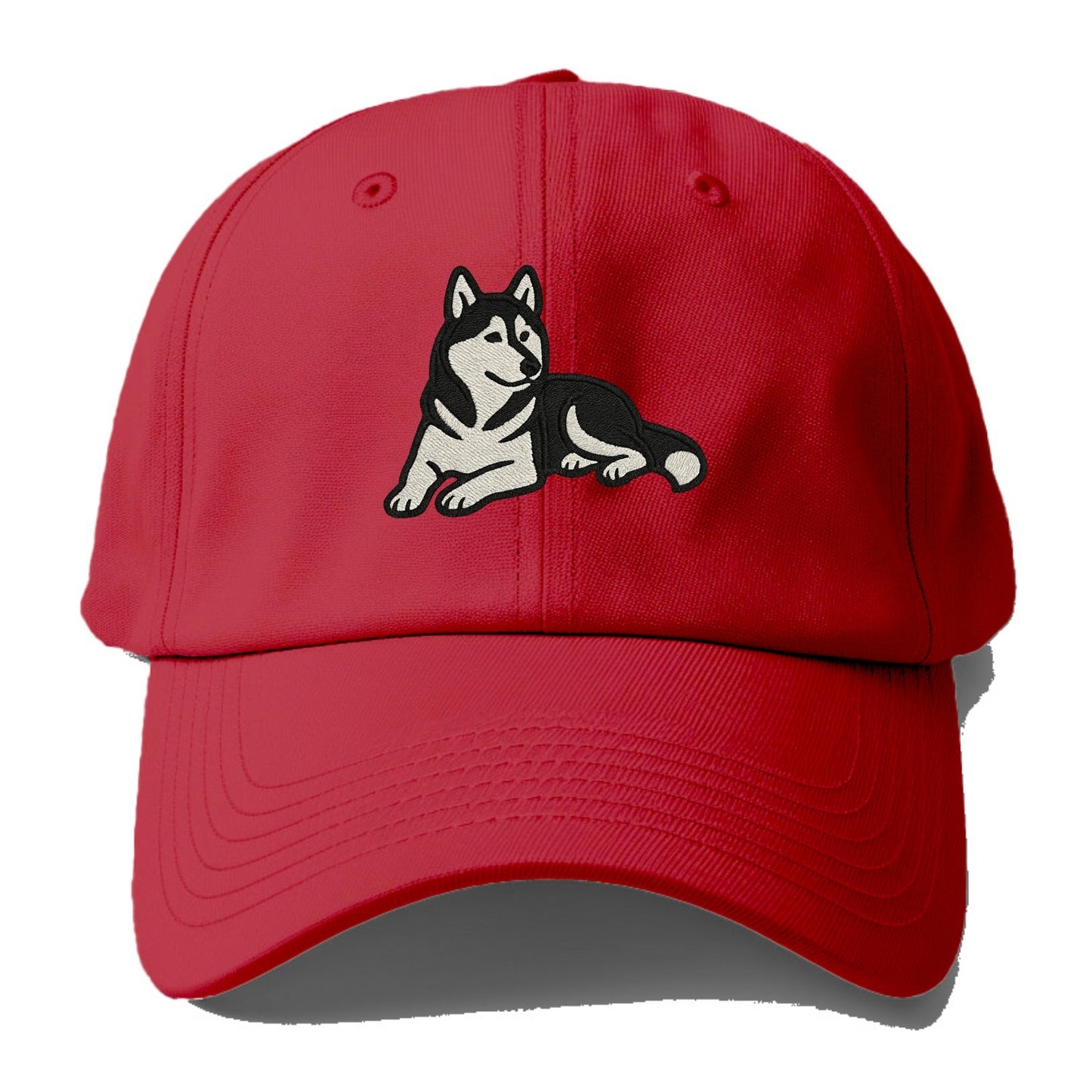 Siberian Husky - Black and white relaxed Baseball Cap - Red