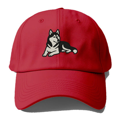 Siberian Husky - Black and white relaxed Baseball Cap - Red