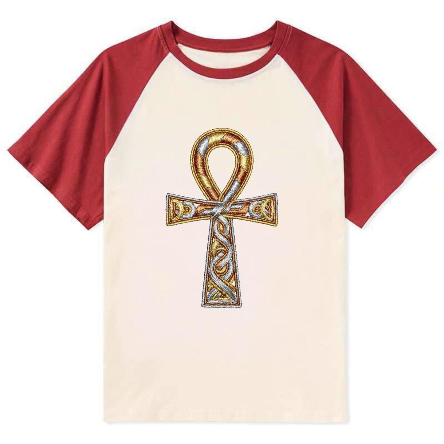 Ankh of Life - Contrast Raglan T-shirt - Red